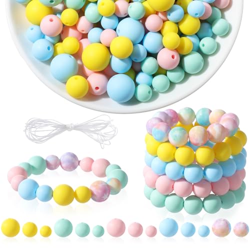 XunYee Silikonperlen, 9 mm, 12 mm und 15 mm, für Schlüsselanhängerherstellung, gemischte runde Gummi-Silikonperlen für Armbänder, Halsketten, Perlen, Stifte, Basteln, Macaron-Farbe, 300 Stück XunYee Silikonperlen, 9 mm, 12 mm und 15 mm, für Schlüsselanhängerherstellung, gemischte runde Gummi-Silikonperlen für Armbänder, Halsketten, Perlen, Stifte, Basteln, Macaron-Farbe, 300 Stück von XunYee