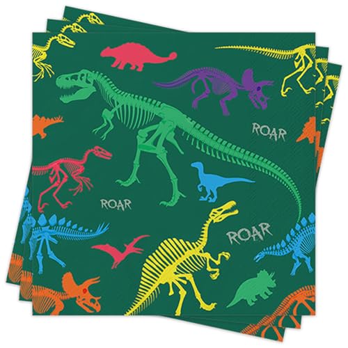 40Stück Dino Servietten, Kindergeburtstag Servietten Jungen, Dinosaurier Thema Party Einweg Servietten für Kindergeburtstag Jungen Mädchen Geburtstag von Xunerloy