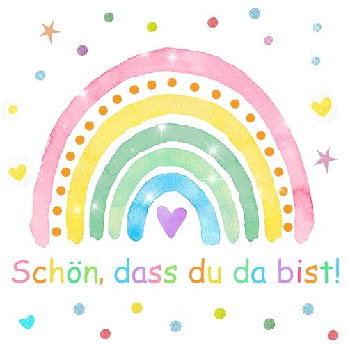 Pack Of 40 Weiß Servietten Regenbogen Geburtstag Servietten Taufe MäDchen Servietten SchöN Dass Du Da Bist servietten schulanfang Servietten Party Sommer von Xunerloy