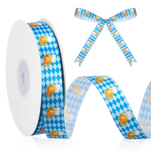 Xuniea Blau Weiß Karoband Bierfest Dekoration(16 mm x 27 m) Bierfest Style Band Geschenkband Geschenkverpackung Kariertes Band Dekoband Schleifenband Bayerisches Trachtenband(Rhombus) von Xuniea
