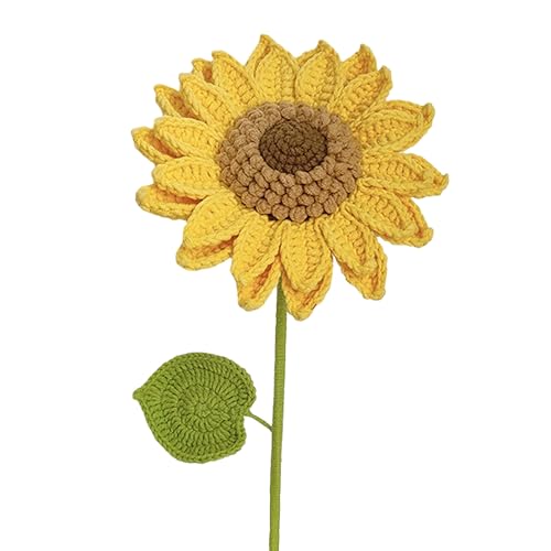 Xuoxeji 1 x Sonnenblume, handgefertigte Häkelblumen, Sonnenblumen, künstliche Blumen, Sonnenblumen, Plüschstrauß, Sonnenblumen, Geschenke für Mama (1 Stück) von Xuoxeji