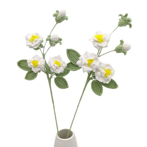 Xuoxeji Jasmin handgefertigte Häkelblumen, Jasmin-Strickblumen, Jasmin, Mutter, Geschenke für Valentinstag, Muttertag, Geburtstag, Hochzeit, Dekoration (Jasmin), 2 Stück von Xuoxeji