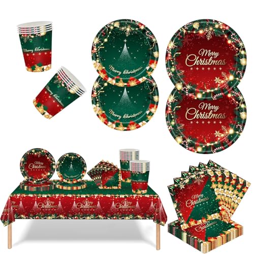 69 PCS Christmas Party Geschirr Set, Party Weihnachts Par-ty Geschirr Set, Weihnachtsfeier Dekoration Supplies, Inklusive Tassen, Papiertücher, Geschirrtücher, Teller 69 PCS Christmas Party Geschirr Set, Party Weihnachts Par-ty Geschirr Set, Weihnachtsfeier Dekoration Supplies, Inklusive Tassen, Papiertücher, Geschirrtücher, Teller von Xusxes