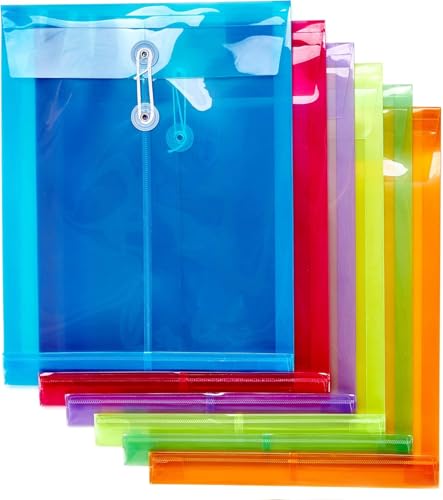Xuxuejing Kunststoff-Umschläge, Poly-Umschläge, erweiterbare Dokumentenmappen mit Knopf und Kordelverschluss, A4-Größe, 3,8 cm Erweiterung, für Schule, Büro und Zuhause, verschiedene Farben, 6 Stück Xuxuejing Kunststoff-Umschläge, Poly-Umschläge, erweiterbare Dokumentenmappen mit Knopf und Kordelverschluss, A4-Größe, 3,8 cm Erweiterung, für Schule, Büro und Zuhause, verschiedene Farben, 6 Stück von Xuxuejing