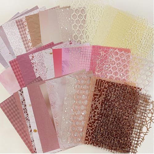 Xvbhaq 45 Stück Scrapbook Zubehör, Gitter, Scrapbook papier, Material, Dekorpapier für DIY Junk Journal, Fotoalbum, Kalender, Handwerk (Begonie Mondsand Sonnenuntergangsglühen, 130x180mm) von Xvbhaq
