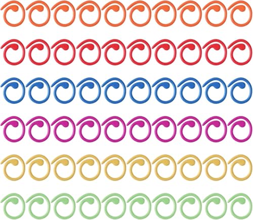 Xvbhaq Maschenmarkierer aus Metall, spiralförmig, bunt, zum Stricken und Häkeln mit Verriegelungsdesign, 60 Stück von Xvbhaq