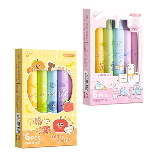 Xvilmaun 2 SET Löschbare Textmarker Radierbar - Doppelkopf Glatte Schreiben Textmarker - Meißelspitze Sortierte Farben Textmarkers Marker Stifte Für Journal Bibel Planer Notizen Schule Bürobedarf von Xvilmaun