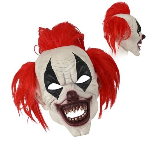 Xvilmaun Gruselige Halloween-Kopfbedeckung, rote Clown-Perücke, Gesichtsbedeckung – Kleidungszubehör für Aufführungen, Spiele, Streiche, Urlaub, , Zirkus, Veranstaltungen, Weihnachten, Party Xvilmaun Gruselige Halloween-Kopfbedeckung, rote Clown-Perücke, Gesichtsbedeckung – Kleidungszubehör für Aufführungen, Spiele, Streiche, Urlaub, , Zirkus, Veranstaltungen, Weihnachten, Party von Xvilmaun