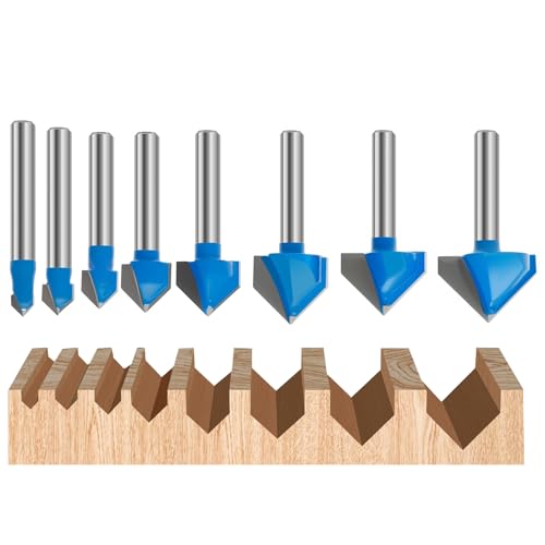 Xvilmaun Router Bits 1/4 Shank, Router Bit Set | 90 Grad V Form Bohrbits Holzschneider - Metall Router -Anhang Kit Holzfahrzeug für massives Holz -Partikett Sperrholzholz Xvilmaun Router Bits 1/4 Shank, Router Bit Set | 90 Grad V Form Bohrbits Holzschneider - Metall Router -Anhang Kit Holzfahrzeug für massives Holz -Partikett Sperrholzholz von Xvilmaun