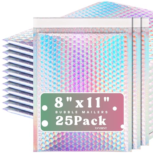 Xvvirnt 25 Stück metallische Luftpolster-Versandtaschen, 20,3 x 25,4 cm, holografische Luftpolsterumschläge, selbstklebende Versandtaschen, wasserdichte Kissenumschläge für den Versand, Verpackungen Xvvirnt 25 Stück metallische Luftpolster-Versandtaschen, 20,3 x 25,4 cm, holografische Luftpolsterumschläge, selbstklebende Versandtaschen, wasserdichte Kissenumschläge für den Versand, Verpackungen von Xvvirnt