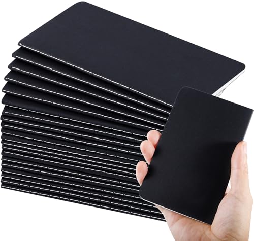 Xvvirnt Mini-Notizbücher, 8,9 x 14,9 cm, kleiner Notizblock, schwarzes Softcover, Mini-Tagebuch für Männer und Frauen, Bürobedarf, 30 Blatt, 60 linierte Seiten (linierte Seiten) von Xvvirnt