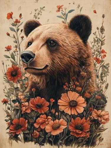 XvvwEndlessx 11CT Gestempelte Kreuzstich-Sets Kreuzstich-Kit Starter BäR Mit Blumen 2 Sticken Set Erwachsene AnfäNger 40×50Cm XvvwEndlessx 11CT Gestempelte Kreuzstich-Sets Kreuzstich-Kit Starter BäR Mit Blumen 2 Sticken Set Erwachsene AnfäNger 40×50Cm von XvvwEndlessx