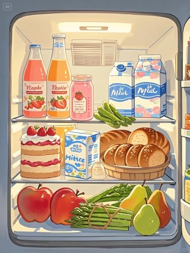 XvvwEndlessx 11CT Gestempelte Kreuzstich-Sets Kreuzstich-Kit Starter Ein Voller KüHlschrank 5 Sticken Set Erwachsene AnfäNger 40×50Cm von XvvwEndlessx
