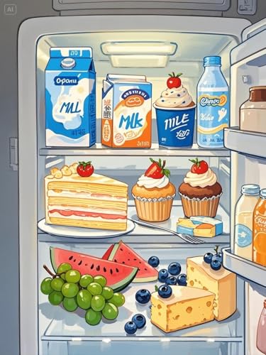 XvvwEndlessx 11CT Gestempelte Kreuzstich-Sets Kreuzstich-Kit Starter Ein Voller KüHlschrank 6 Sticken Set Erwachsene AnfäNger 40×50Cm von XvvwEndlessx