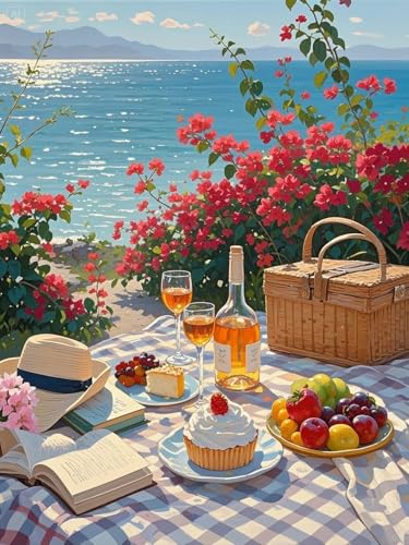 XvvwEndlessx 11CT Gestempelte Kreuzstich-Sets Kreuzstich-Kit Starter Entspanntes Wochenende Am Strand 1 Sticken Set Erwachsene AnfäNger 40×50Cm von XvvwEndlessx