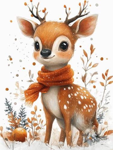 XvvwEndlessx 11CT Gestempelte Kreuzstich-Sets Kreuzstich-Kit Starter Hirsch Im Schnee 1 Sticken Set Erwachsene AnfäNger 40×50Cm von XvvwEndlessx