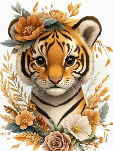 XvvwEndlessx 11CT Gestempelte Kreuzstich-Sets Kreuzstich-Kit Starter Tiger Mit Blumen Sticken Set Erwachsene AnfäNger 40×50Cm XvvwEndlessx 11CT Gestempelte Kreuzstich-Sets Kreuzstich-Kit Starter Tiger Mit Blumen Sticken Set Erwachsene AnfäNger 40×50Cm von XvvwEndlessx