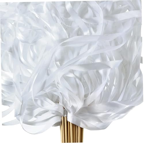 50pcs Hochzeitsstäbe weiße Band Zauberstab mit Bell Ribbon Sticks von Xweptuy