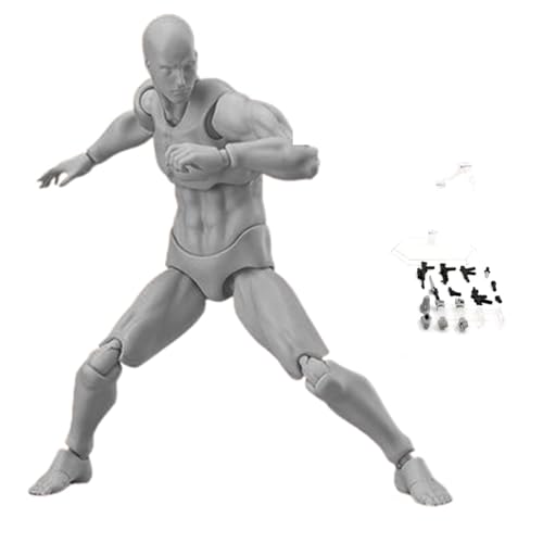 Action -Abbildungen 5.90in bewegliche Gelenke Flexible Zeichnungsfiguren Modell mit Basis leichter Fähigkeitszeichnung Figur zum Skizzieren, Malen, Zeichnen, Künstler (männlich) von Xweptuy