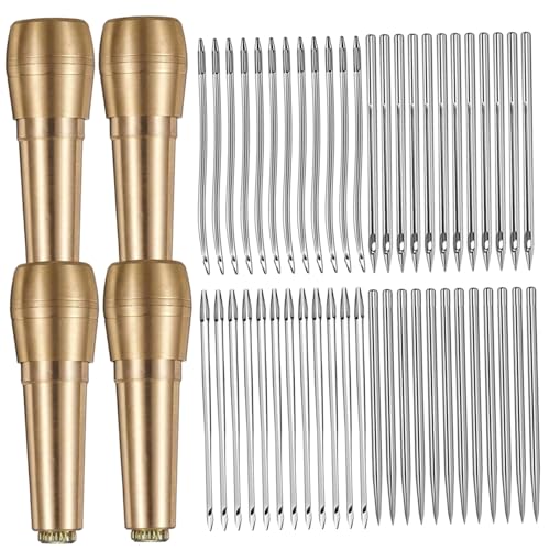 Ledernähungskit, 52 PCs/Set gerade und gebogene Ledernadeln für Handnähten mit Sewing Awl für Schuhe Canvas Repai Ledernähungskit, 52 PCs/Set gerade und gebogene Ledernadeln für Handnähten mit Sewing Awl für Schuhe Canvas Repai von Xweptuy