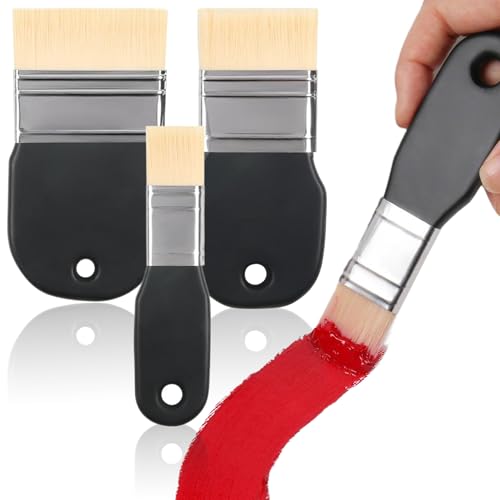 Paint-Pinselset, 3pcs 1 2 3 Weiche Nylon-Flachfarben Pinsel, wasserresistente Künstlerbürsten, Hängen für Acrylmalerei, Öl, Läcken, Aquarellkontrolle von Xweptuy