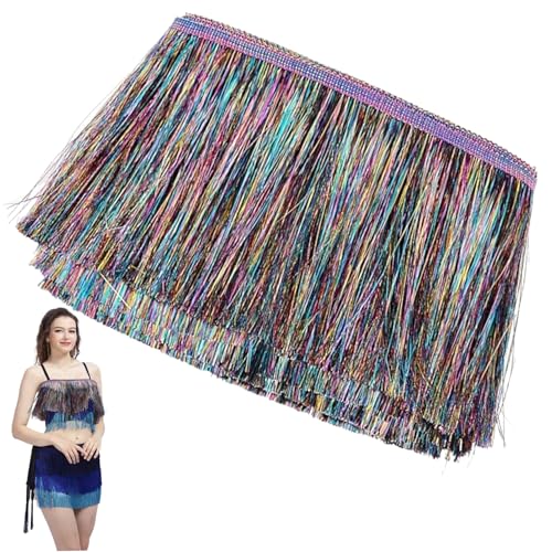 Randverkleidung 8 Zoll x 33 Fuß Bunte Lackel Fransen lebendige Fade -Resistant Nylon Trimmable DIY -Fransen für Kleidungsvorhang Kostüm Tanzkleid Nähen von Xweptuy
