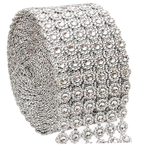Strassbänder, 4 x 10 Yard Blumenform Bling -Strassstreifen, Plastikverkleidung, Schnittbandrolle für Hochzeit, Kuchen, V. von Xweptuy