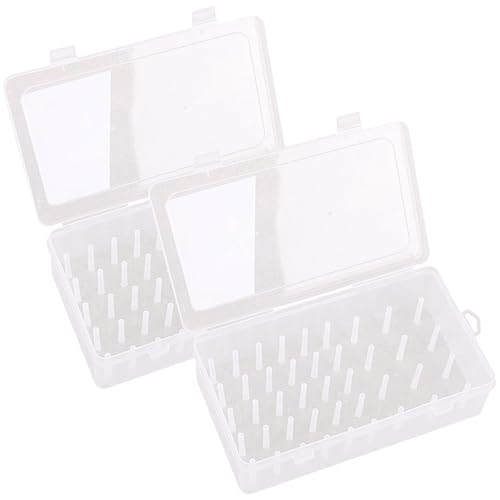 Xweptuy 2 PCs Stickerei-Gewinde Organizer 42 Spulentransparent nähen Gewindespeicherbox 9.3x5.4x2.6 in Flip-up leer tragbarer PP-Halter für Spulen von von Xweptuy