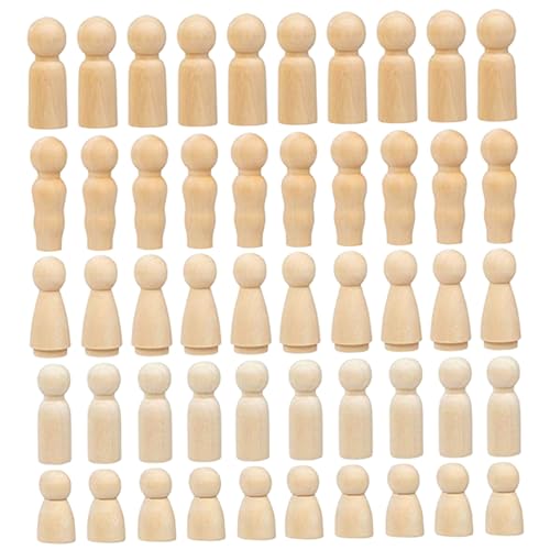 Xweptuy 50pcs Peg Dolls, unvollendete hölzerne Peg -Puppen und -Figuren, Verschiedene Formen und Größen für DIY -Kunsthandwerk, Malerei Wohnungsbaudekoration von Xweptuy