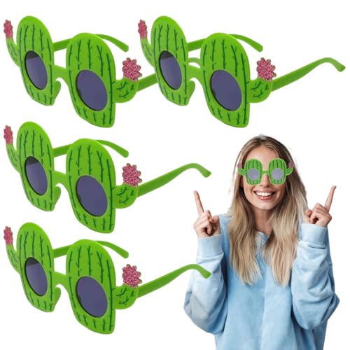Xweptuy Lustige Sonnenbrille, 4PCs Kaktus lustige Sonnenbrille, Plastikpartygläser, lustige Brille für Erwachsene Kinder, Strand Hawaiian Party Sommer von Xweptuy