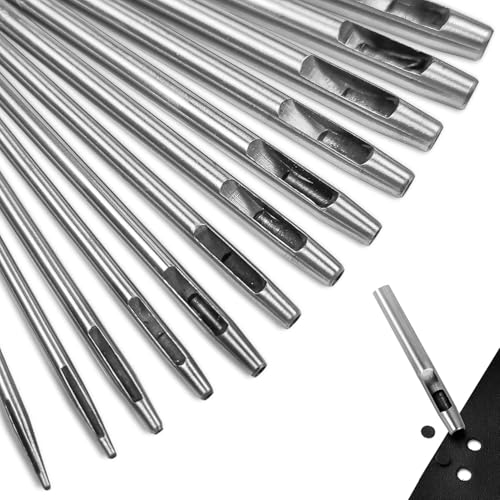 12 Stück Stanzwerkzeug Set, Locheisen Set, Lochstanzer, Edelstahl Runde Hohl Locheisen Satz für Leder Uhrenarmband Stoff Kleidung Leinwand Gürtel Locher Werkzeug(Silber, 0.5-6mm) von XxinXrong