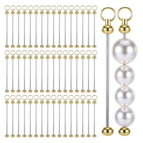 50 Stück goldfarbene Perlenschlüsselstange, Metall-Schlüsselanhänger-Rohlinge, Perlen-Bastel-Bastel-Bastel-Set, Großpackung für DIY-Rohlinge, Anhänger, Basteln, Basteln für Frauen und Männer 50 Stück goldfarbene Perlenschlüsselstange, Metall-Schlüsselanhänger-Rohlinge, Perlen-Bastel-Bastel-Bastel-Set, Großpackung für DIY-Rohlinge, Anhänger, Basteln, Basteln für Frauen und Männer von Xyulaan