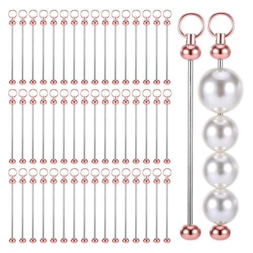 50 Stück rotgoldene Perlenschlüsselstange, Metall-Schlüsselanhänger-Rohlinge, Perlen-Bastel-Bastel-Bastel-Bastel-Set, Großpackung für DIY-Rohlinge, Anhänger, DIY, Handwerk, Herstellung für Frauen und 50 Stück rotgoldene Perlenschlüsselstange, Metall-Schlüsselanhänger-Rohlinge, Perlen-Bastel-Bastel-Bastel-Bastel-Set, Großpackung für DIY-Rohlinge, Anhänger, DIY, Handwerk, Herstellung für Frauen und von Xyulaan