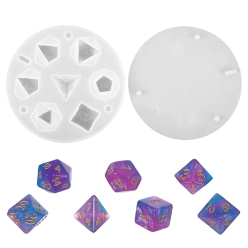 Würfelformen für Harz, Silikonformen zum Basteln mit 7 Standard-Würfelformen, Kerzen-Domino-Silikon-DND-Würfelform-Set für Epoxidharz, Charms, DIY, Tischspiel, Schmuck, Kerzen Würfelformen für Harz, Silikonformen zum Basteln mit 7 Standard-Würfelformen, Kerzen-Domino-Silikon-DND-Würfelform-Set für Epoxidharz, Charms, DIY, Tischspiel, Schmuck, Kerzen von Xyulaan