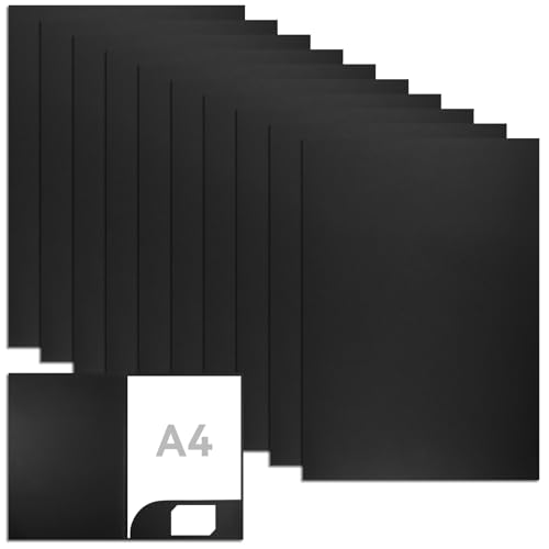 10 Stück Ordner mit Tasche A4, 350gsm Kraft Dokumentenmappe, Präsentationsmappe Angebotsmappe A4 Papier, Pappordner Papierkram Organizer, Kraftpapier Mappe Aktenordner,für Büro Schule Zuhause(Schwarz) von Xyvor