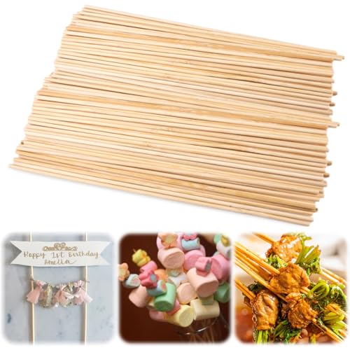 200 Pièces Holzstäbchen Zum Basteln Runder, 300Mm X 4Mm Zuckerwatte Stäbe, Natürlich Zuckerwattestäbchen Pour Guimauves, Fruits, Glaces, Zuckerwatte Stäbchen Für Holzarbeiten Kunstprojekte & Diy von Xyvor