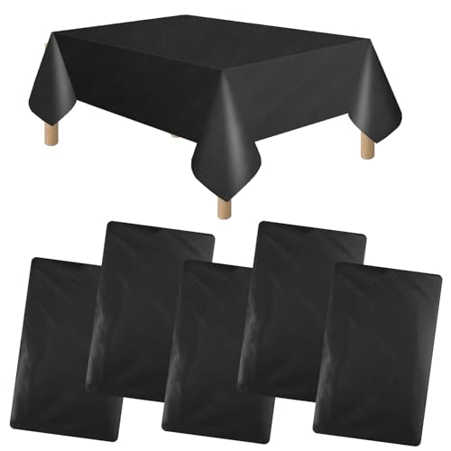 5 Stück Papiertischdecken Schwarz, 137 X 274cm Rechteckige Tischdecke Geburtstag, Wasser- Und Fettdichte PEVA Tischdecke Biertisch für Weihnachten, Geburtstagsfeiern, Hochzeiten Und Picknicks(Schwarz) von Xyvor
