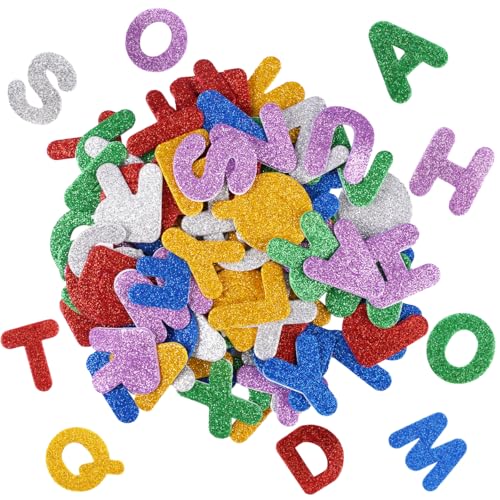 78 Stück 4 cm Moosgummi Buchstaben Selbstklebend, Moosgummi Glitzer Buchstaben A-Z Geeignet zum Malen, Dekorieren, Geschenkverpackung, Basteln Und für Den Schulunterricht (6 Farben, Farben Zufällig) von Xyvor