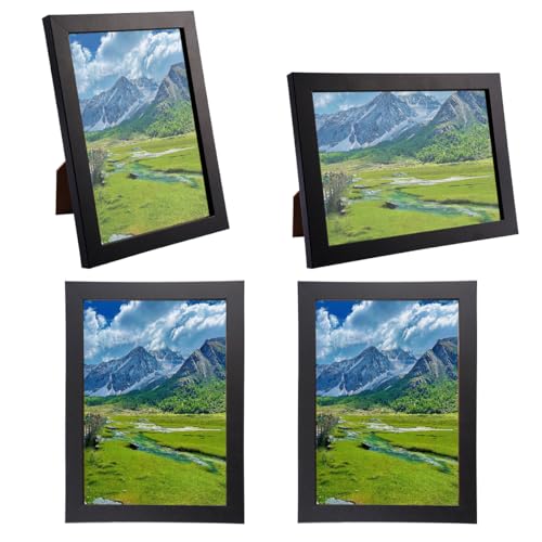 Xyvor 4 Stück Bilderrahmen 13x18 Schwarz, Bilderrahmen Holz mit Acrylglas, Fotorahmen 13 x 18, Wand- oder Tischaufsteller, Photo Frame für Fotos Postkarten Cliparts Schlafzimmer Wohnzimmer Büros von Xyvor