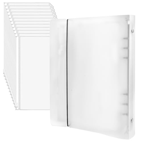 Xyvor Ringbuch A5 mit 12 Stück Klarsichthüllen A5, PVC 6-Loch Reißverschluss Ordner, Binder Pockets Klarsichthüllen Ringbuch Binder Taschen, für Bargeld Karten Zuhause Schule Büro von Xyvor