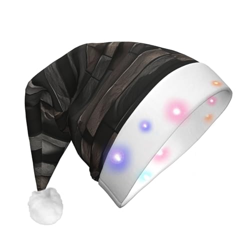 Xzeit LED-Weihnachtsmütze für Erwachsene, Weihnachtsmannmütze, Kunststein, beleuchtet, Weihnachtsmütze, Urlaub, Partyzubehör von Xzeit