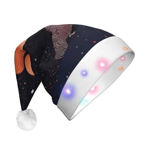Xzeit LED-Weihnachtsmütze für Erwachsene, Weihnachtsmannmütze, Paar in der Nacht, beleuchtete Weihnachtsmütze, Weihnachtsfeierzubehör von Xzeit