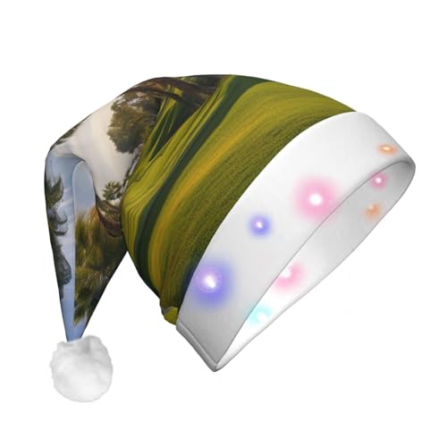 Xzeit LED-Weihnachtsmütze für Erwachsene, Weihnachtsmannmütze, Palme, Golfplatz, beleuchtete Weihnachtsmütze, Weihnachtsfeiertag, Partyzubehör von Xzeit