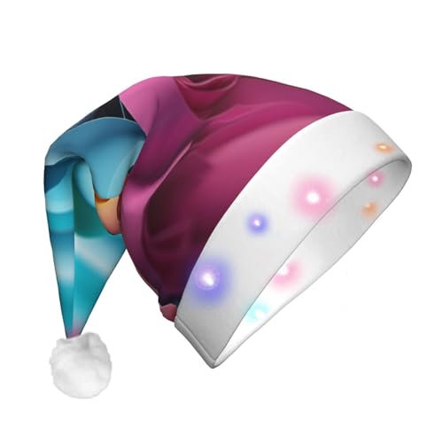 Xzeit LED-Weihnachtsmütze für Erwachsene, Weihnachtsmannmütze, bunte Papierrolle, beleuchtete Weihnachtsmütze, Weihnachtsfeiertagszubehör von Xzeit