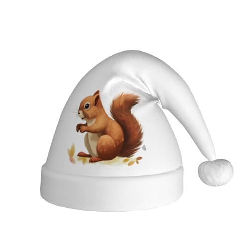 Xzeit Lebhafte Eichhörnchen Weihnachtsmann Hut Erwachsene Weihnachtsmütze Weihnachten Urlaub Hut für Frauen Männer Neujahr Festliches Partyzubehör von Xzeit