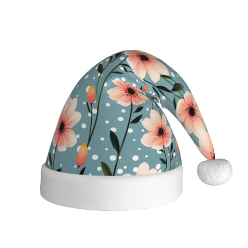 Xzeit Polka Dots Blumen Weihnachtsmann Hut Erwachsene Weihnachtsmütze Weihnachten Urlaub Hut für Frauen Männer Neujahr Festliches Partyzubehör von Xzeit