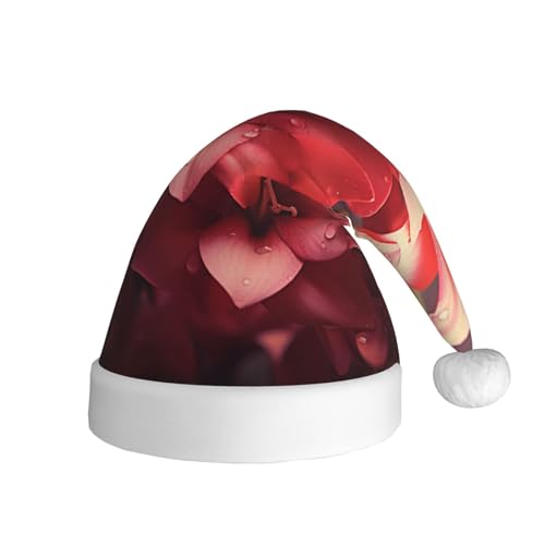 Xzeit Rote Blütenblätter Weihnachtsmann Hut Erwachsene Weihnachtsmütze Weihnachten Urlaub Hut für Frauen Männer Neujahr Festliches Partyzubehör von Xzeit
