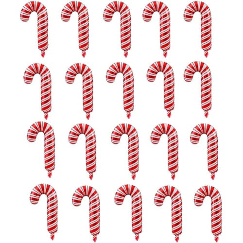 20 Stück Zuckerstangen-Luftballons, aufblasbare Weihnachts-Folienballons mit Strohhalm, für Weihnachten, Zuhause, Party-Dekoration von XzhixiangKing