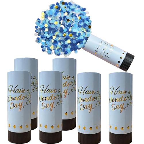 6 Stück blaues Konfetti, biologisch abbaubar, Konfetti, für Hochzeitsfeier, 11 cm, mit drehbarem schwarzem Drehteller von XzhixiangKing