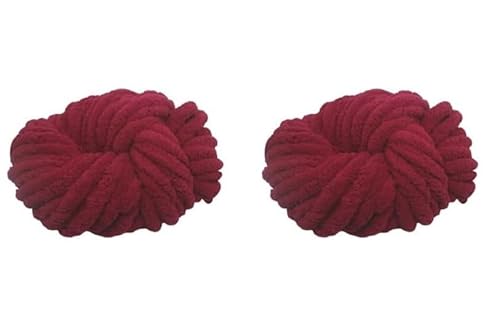 Grobes Wollgarn, 250 g x 20 mm, super dickes Deckengarn, zum Häkeln, weiches Garn (2 Set (Maroon, 20 mm)) von XzhixiangKing